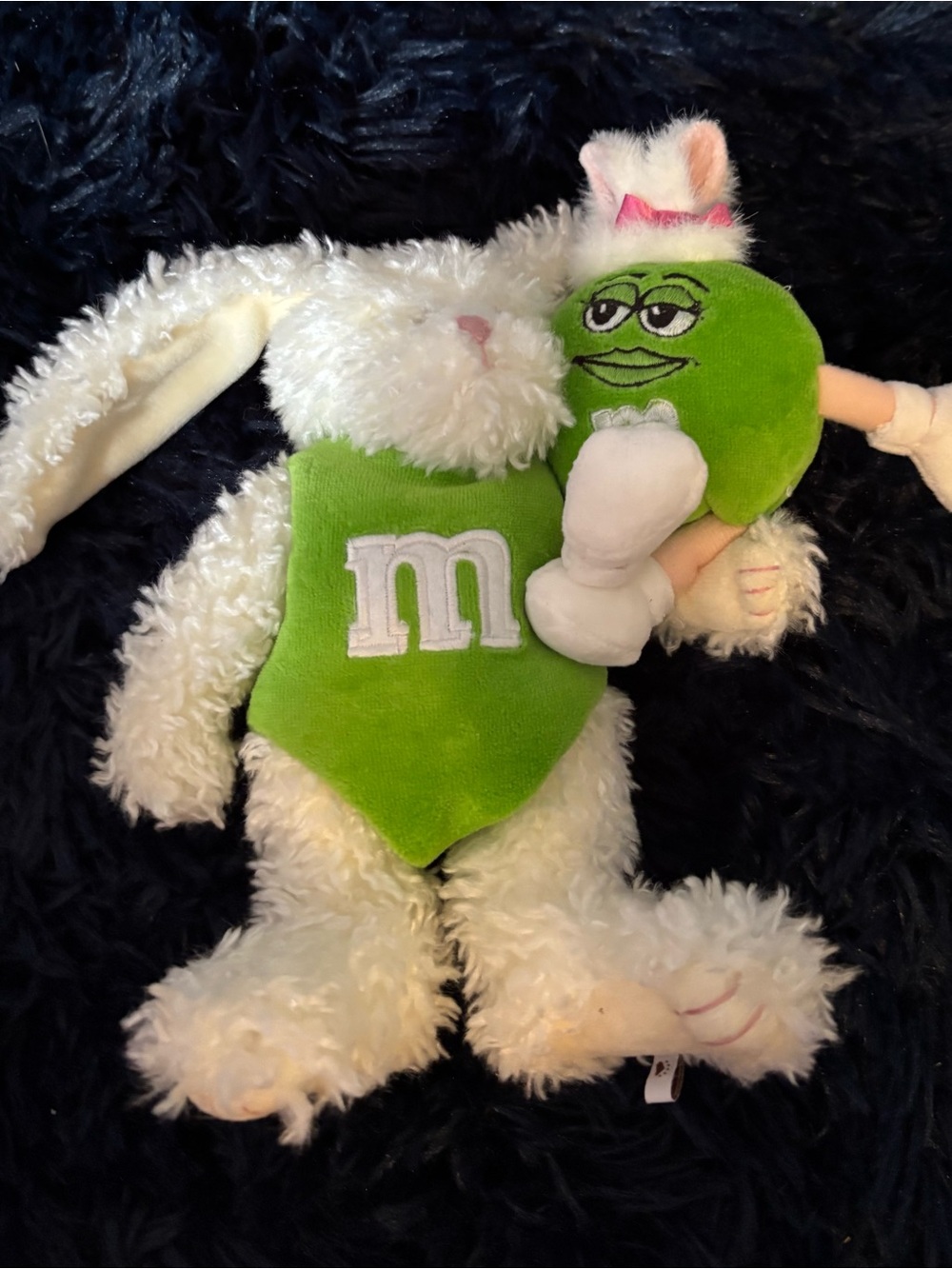 Boyds bear Bunny with green M& M plush